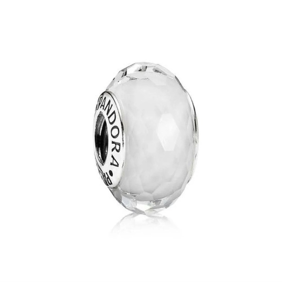 Pandora White Faceted Fascinating Glass Bead Charm - Picture 1 of 8